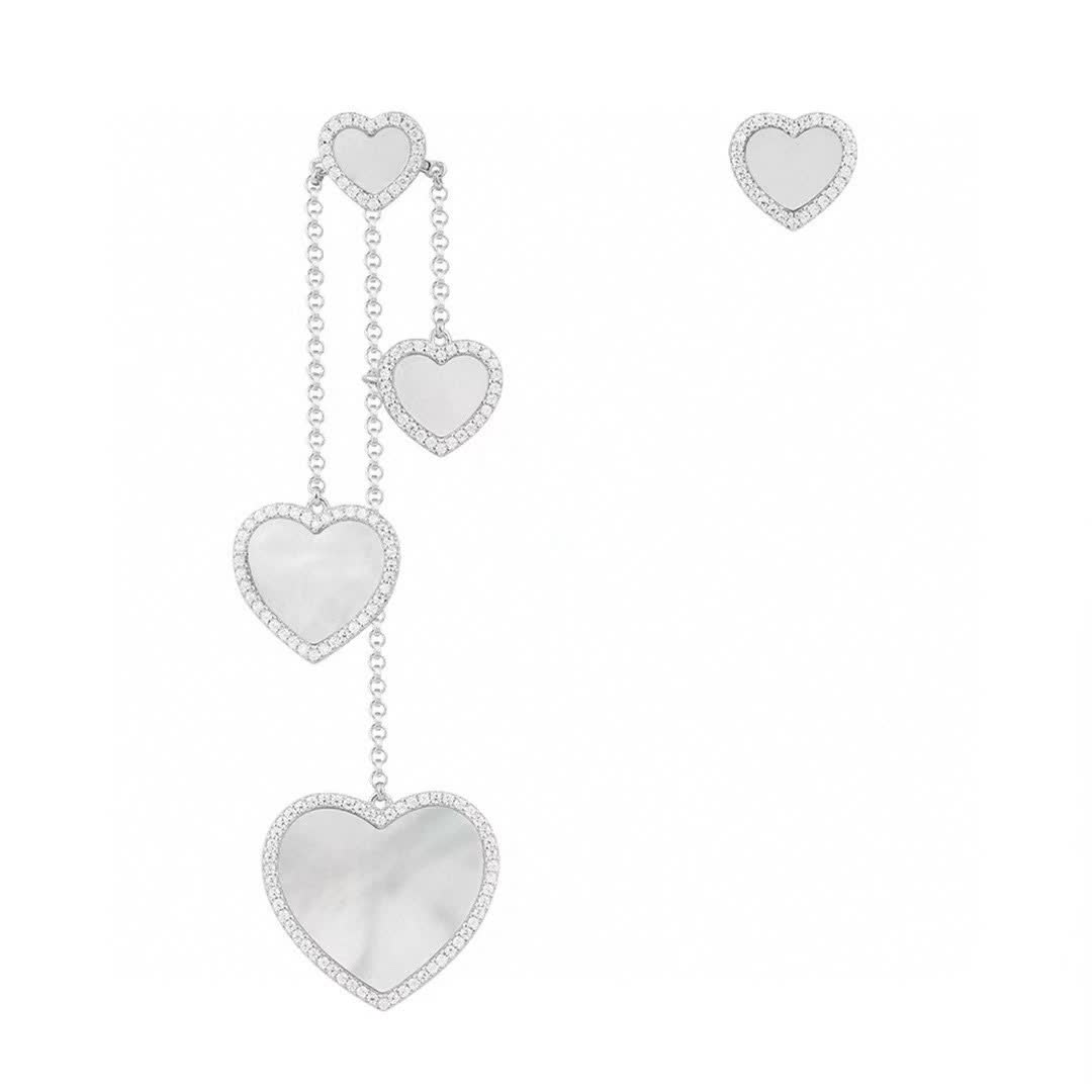 APM Monaco Heart Earrings with Diamonds and Mother-of-Pearl